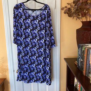 Ellos Bold Blue Floral Fit n’ Flare Dress NWOT